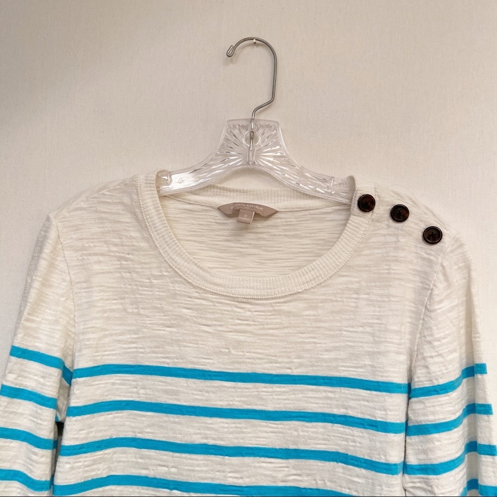 Banana Republic Factory Top Womens Sz‎ Small Lightweight Cotton Stripe Nautical - Picture 3 of 8